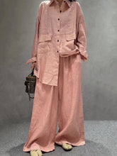 Load image into Gallery viewer, Linen Loose Shirt &Wide-Leg Pants 2-Pieces Suit