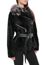 Load image into Gallery viewer, Bari Genuine Astrakhan Silver Fox Trim Coat