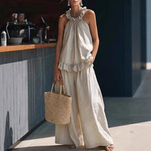 Load image into Gallery viewer, Halterneck Loose Two-Piece Set | Pleated Asymmetric Pocket Set