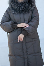 Load image into Gallery viewer, Lauren Genuine Fur Trim Down Fill Coat in Tobacco