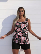 Load image into Gallery viewer, Women's Plus Size Black Tropical Floral Loose Tankini & Boyshort Set