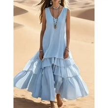 Load image into Gallery viewer, Loose Umbrella Skirt Sleeveless Maxi Dress | Cotton-Linen Style