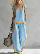 Load image into Gallery viewer, Square-Neck Three-Quarter Sleeve Loose Top & Pants Two-Piece Set