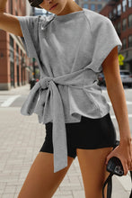 Load image into Gallery viewer, Women's Loose Round-Neck Lace-Up Bow-Knot Short-Sleeve Top