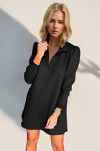 Load image into Gallery viewer, Double Take Textured Zip Long Sleeve Dress Classic Zip-Up Dress for Women Comfortable Outdoor Dress