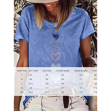 Load image into Gallery viewer, Heart Print T-Shirt Comfortable Round Neck Summer Tee