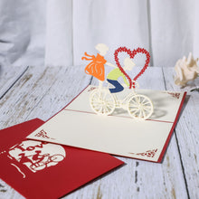 Load image into Gallery viewer, 3D Laser-Cut Engagement Card: Red Heart & Romantic Silhouette