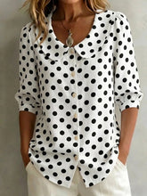 Load image into Gallery viewer, Women's Retro Polka Dot Three-Quarter Sleeve Loose Cardigan Shirt