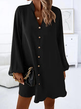 Load image into Gallery viewer, Women's V-Neck Long Sleeve Single-Breasted A-Line Dress