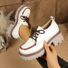 Load image into Gallery viewer, Women's Lace-Up Chunky Heel Shoes – Height-Increasing Vintage Round Toe