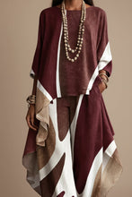 Load image into Gallery viewer, Women's Abstract Geometric Color-Block Asymmetric Draped Tunic & Wide-Leg Palazzo Pants Set