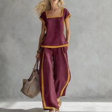 Load image into Gallery viewer, Solid Color Shirt & Wide-Leg Trousers Two-Piece Set
