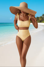 Load image into Gallery viewer, Tie-Shoulder Striped High-Waisted Bikini Set – Two-Piece Swimsuit for Women