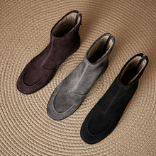 Load image into Gallery viewer, Women’s Fleece-Lined Ankle Boots – Round Toe Low Heel Winter Boots