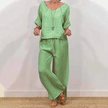 Load image into Gallery viewer, Women’s Multi Color Two Piece Set V Neck Top & Pants