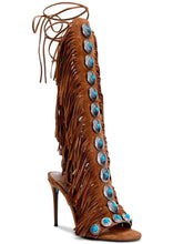 Load image into Gallery viewer, Fringe Lace Up : High Heel Sandal