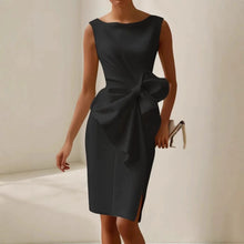 Load image into Gallery viewer, Women's Bow-Knot Sleeveless Midi Dress – High Waist A-Line