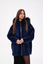 Load image into Gallery viewer, Genuine Shearling Silver Fox Trim Jacket