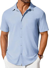 Load image into Gallery viewer, Mens Short-sleeve Button-up Wrinkle- And Crease-resistant Shirt