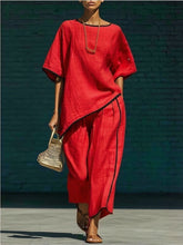 Load image into Gallery viewer, Women's Casual Resort Loose Short-Sleeve Top & Pants Set