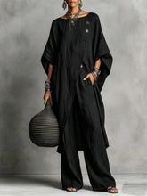 Load image into Gallery viewer, Women's Drop Shoulder Three-Quarter Sleeve Irregular Shirt & Pants Set