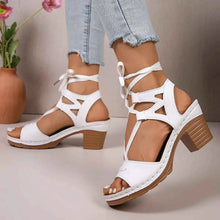 Load image into Gallery viewer, Elegant Heel Block : Lace-Up Sandals
