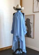Load image into Gallery viewer, High Neck Asymmetric Maxi Chiffon Dress – Loose Fit Long Sleeve