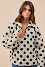 Load image into Gallery viewer, BiBi Polka Dot Sherpa Half Zip Up Top with Side Pocket
