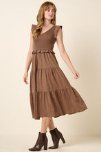 Load image into Gallery viewer, Smocked Ruffled Tiered Midi Dress For Women – Feminine, Romantic & Elegant Boho Chic Dress for Special Occasions