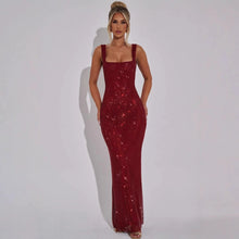 Load image into Gallery viewer, Sexy Double-shoulder Strap Sequins Net Drill Suspenders Dress