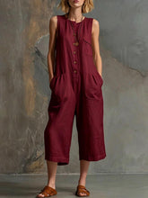 Load image into Gallery viewer, Women's Retro Sleeveless Wide-Leg Cropped Jumpsuit