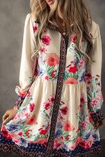 Load image into Gallery viewer, Vintage Flower Button Down Lantern Sleeve Dress Feminine Floral Dress For Women