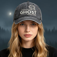 Load image into Gallery viewer, "I'd Rather Be Ghost Hunting" Embroidered Washed Baseball Cap – Retro Paranormal Hat