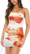Load image into Gallery viewer, Women's Tube Top Printed Pleated Pullover Hip Wrap Short Dress