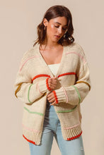Load image into Gallery viewer, SO ME Loose Fit Multi Stripe Open Front Cardigan