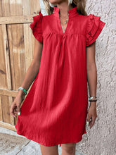 Load image into Gallery viewer, Elegant Ruffled Cap Sleeve Mini Dress Feminine & Flowy Summer Dress
