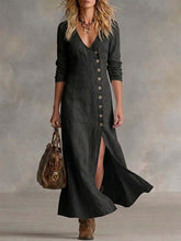 Load image into Gallery viewer, Casual Cotton Linen Long Sleeve Women’s Dress