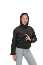 Load image into Gallery viewer, Studded Light Demi-Season Hooded Cropped Jacket in Black