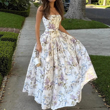 Load image into Gallery viewer, Printed Strapless Backless Maxi Dress – Fitted Long Dress
