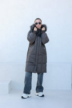 Load image into Gallery viewer, Lauren Genuine Fur Trim Down Fill Coat in Tobacco