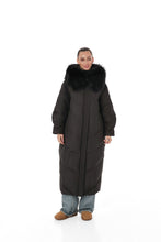 Load image into Gallery viewer, Genuine Silver Fox Fur Trim Down Coat