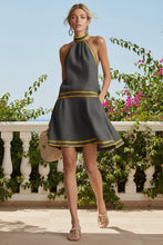 Load image into Gallery viewer, Women's Striped Trim Choker Neck Sleeveless Mini Dress