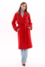Load image into Gallery viewer, Karina Belted Wool Cashmere Blend Overcoat in Ruby