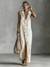 Load image into Gallery viewer, Women's Sleeveless Deep V-Neck Hooded Loose Maxi Dress – 6 Colors XS–3XL
