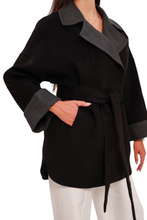 Load image into Gallery viewer, Sandro Cashmere Blend Overcoat in Black