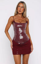 Load image into Gallery viewer, Women's Sequin Beaded Strapless Bodycon Mini Dress | Sexy Halter Party Dress in 4 Colors