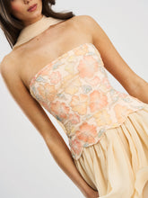 Load image into Gallery viewer, Quanisha Yellow Beaded Floral Mini Chiffon Dress with Scarf