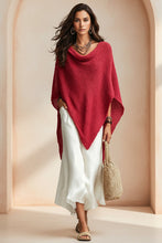 Load image into Gallery viewer, Women's Open-Knit Asymmetric Cape & Ruched V-Neck Fluid Maxi Dress Set