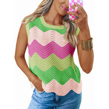 Load image into Gallery viewer, Women’s Rainbow-Striped Cropped Sweater Vest