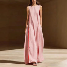 Load image into Gallery viewer, Women's Linen Sleeveless Loose Striped Maxi Dress
